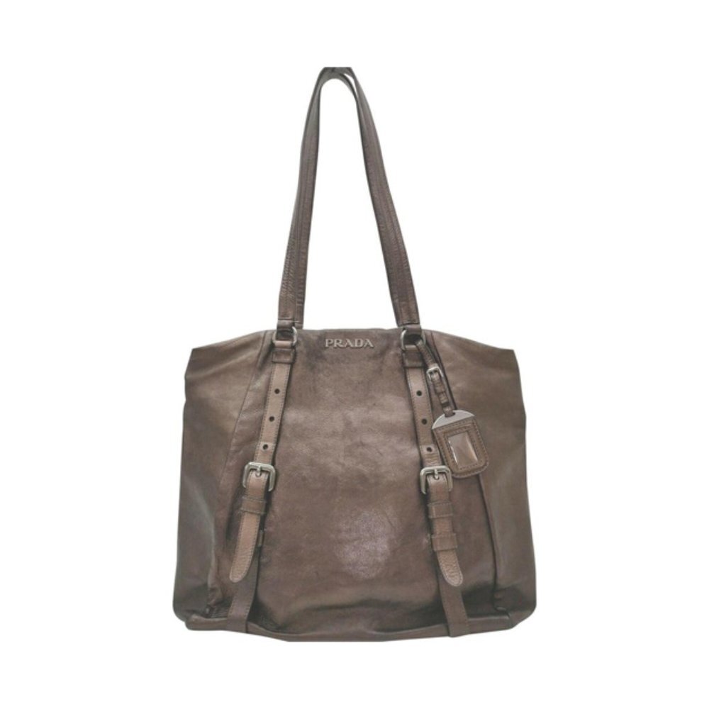 Prada Brown Leather Shopper Tote Bag 863019